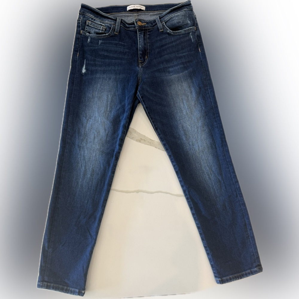 FLYING MONKEY- distressed mid- rise skinny jeans, stretch denim- size 29